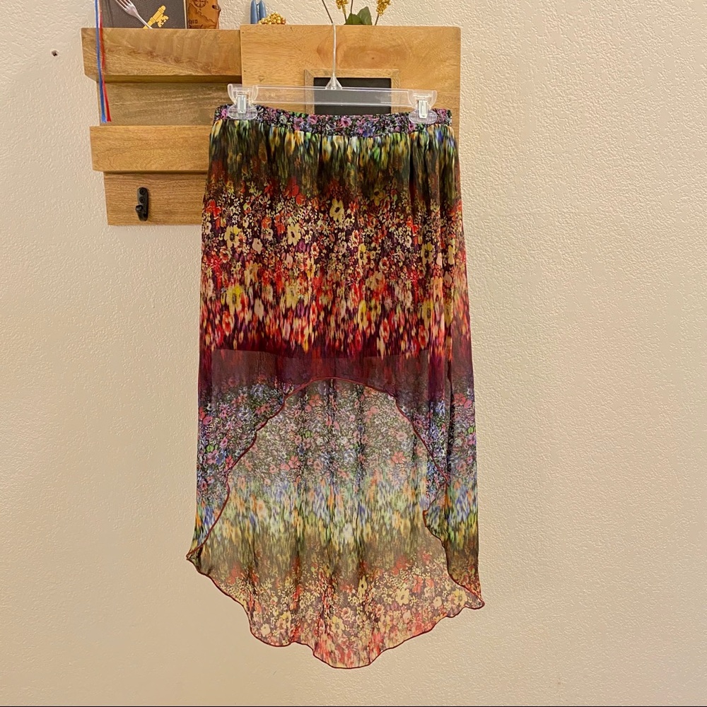 Zara Trafaluc floral high low skirt